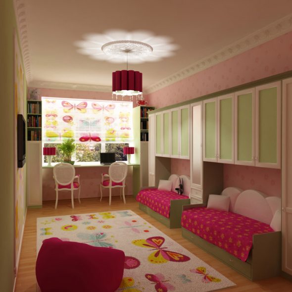 узкая детская комната для девочки