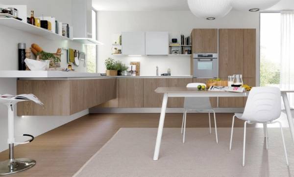 Подвесная мебель для угловой кухни от Euromobil