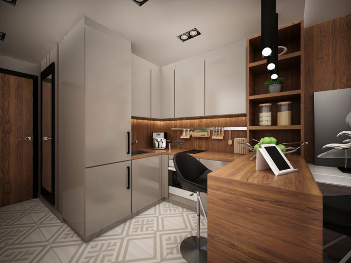 дизайн кухни в квартире-студии 25 кв. м.