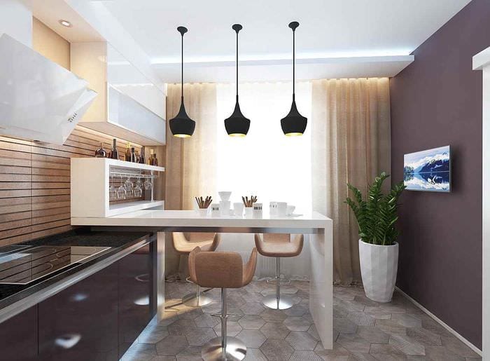 идея светлого дизайна кухни 13 кв.м