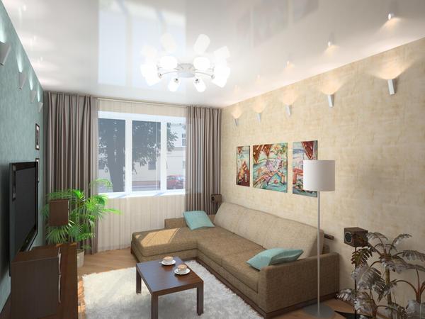 Визуально сделать комнату просторней можно при помощи отделки стен и потолка в светлых тонах