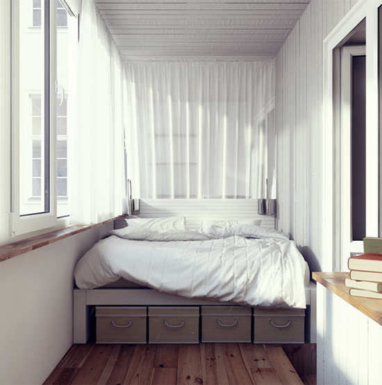 Спальня на балконе дизайн