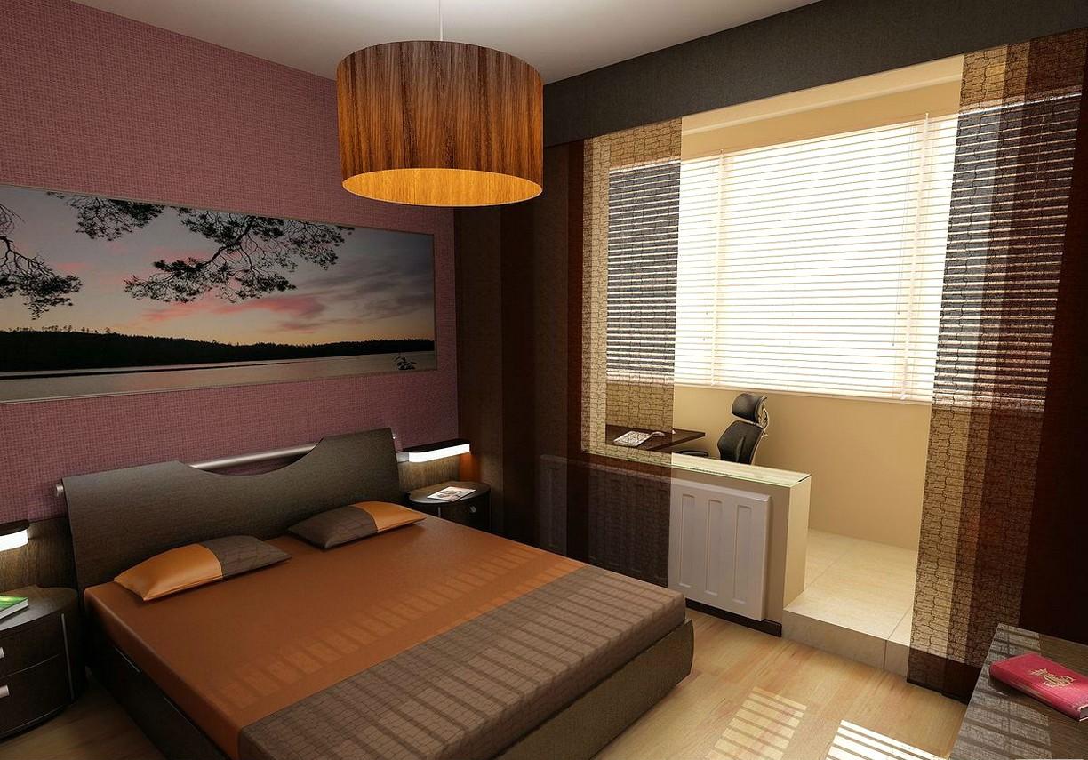 Маленькую спальню часто совмещают с балконом, это позволяет разместить больше мебели