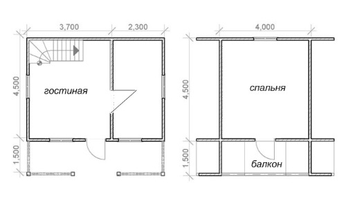 Вариант планировки дачного дома с балконом