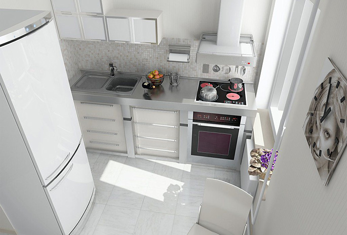 Белый цвет на кухне добавляет света и способен создавать ощущение бесконечного пространства