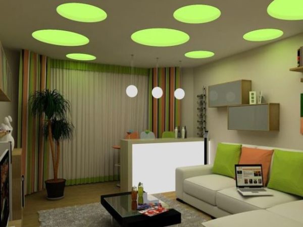 Зелёные оттенки в дизайне гостиной 