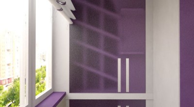 Дизайн фиолетового балкона
