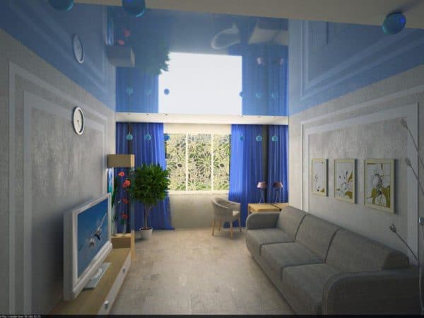 Дизайн узкой комнаты с окном в конце