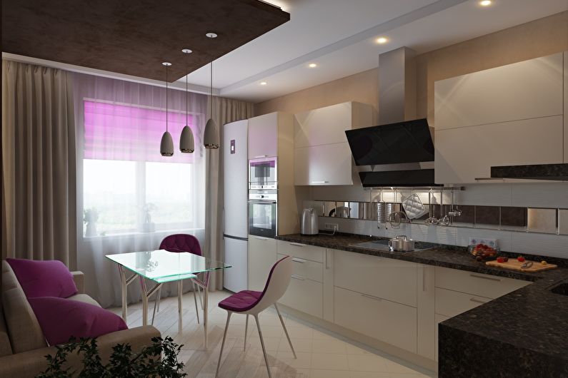 Дизайн интерьера кухни 12 кв.м. - фото