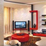 Необычная красная мебель для гостиной