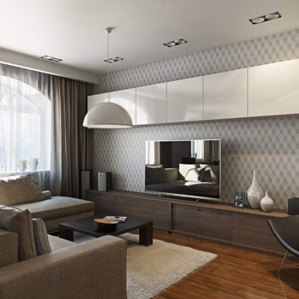 Дизайн зала в квартире в современном стиле - фото в нейтральных тонах