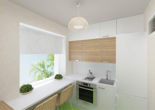 Современный интерьер кухни в квартире хрущевке в стиле минимализм