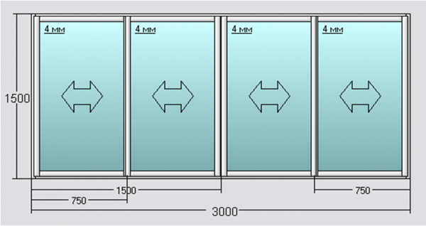 Размеры раздвижной алюминиевой рамы остекления для типовой лоджии панельного дома