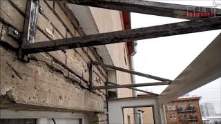 Остекление балкона система Слайдорс и крыши с внутринней отделкой Индивидуальный проект+