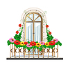 Балкон с цветами | Векторный клипарт