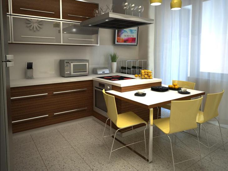 Кухонный стол, совмещенный с рабочей поверхностью кухни