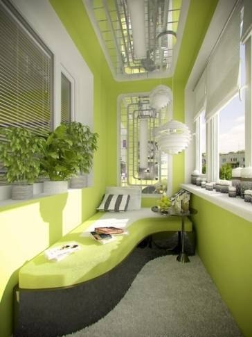 салатовая лоджия, зеленый балкон
