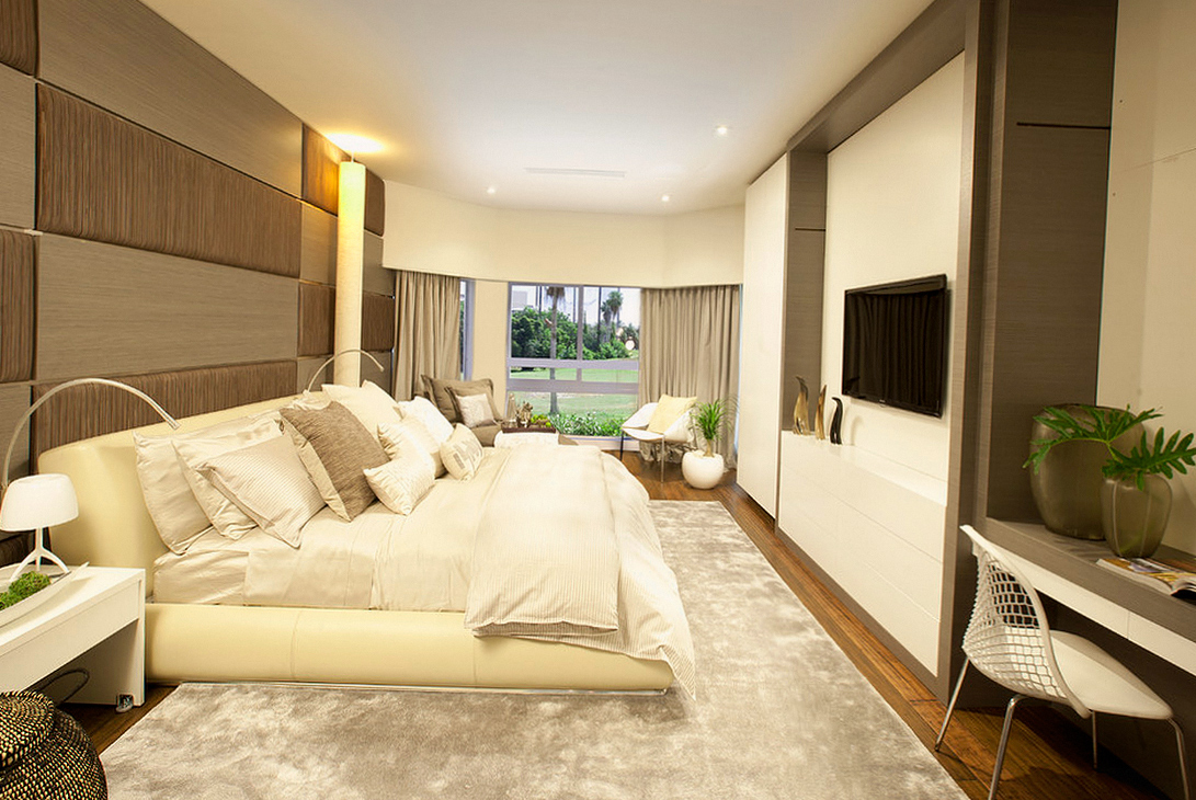 Бежево-коричневый дизайн спальни