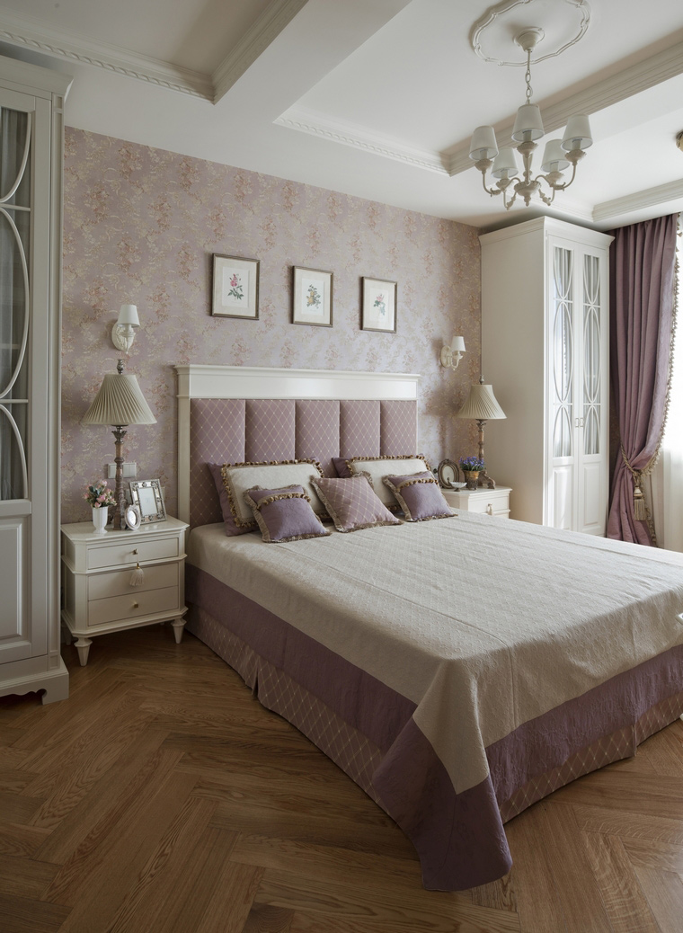 Сиренево-белая спальня в стиле прованс