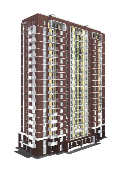 3D-рендеринга современного многоэтажного жилого здания — стоковое фото