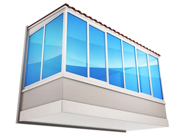 Балконы и голубой стекло — стоковое фото